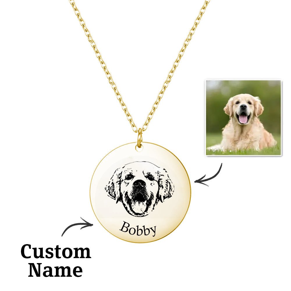 Gold Heart Photo Necklace Double Engraved Pendant Loss of Cat Gift to Wear Close
