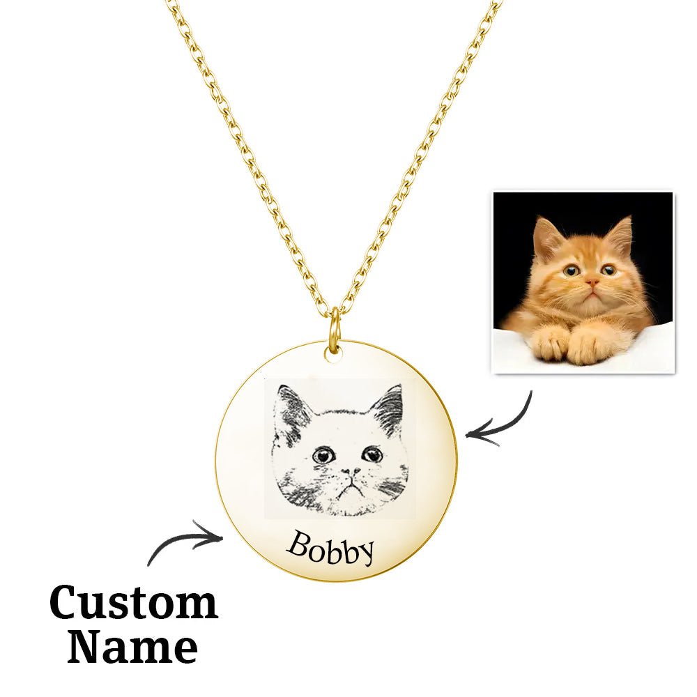 Heart Photo Necklace Custom Photo and Name Loss of Cat Gift to Wear Close Silver