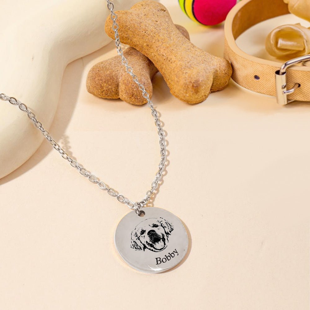 Silver Heart Photo Necklace Loss of Cat Gift to Wear Close Double Engraved Pendant