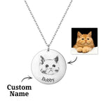 Silver Heart Photo Necklace Custom Photo and Name Double Engraved Pendant
