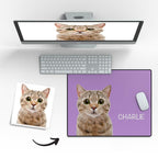 Grey Mouse Pad Personalized Pet Portrait with Name Desk Friendly Name Detail