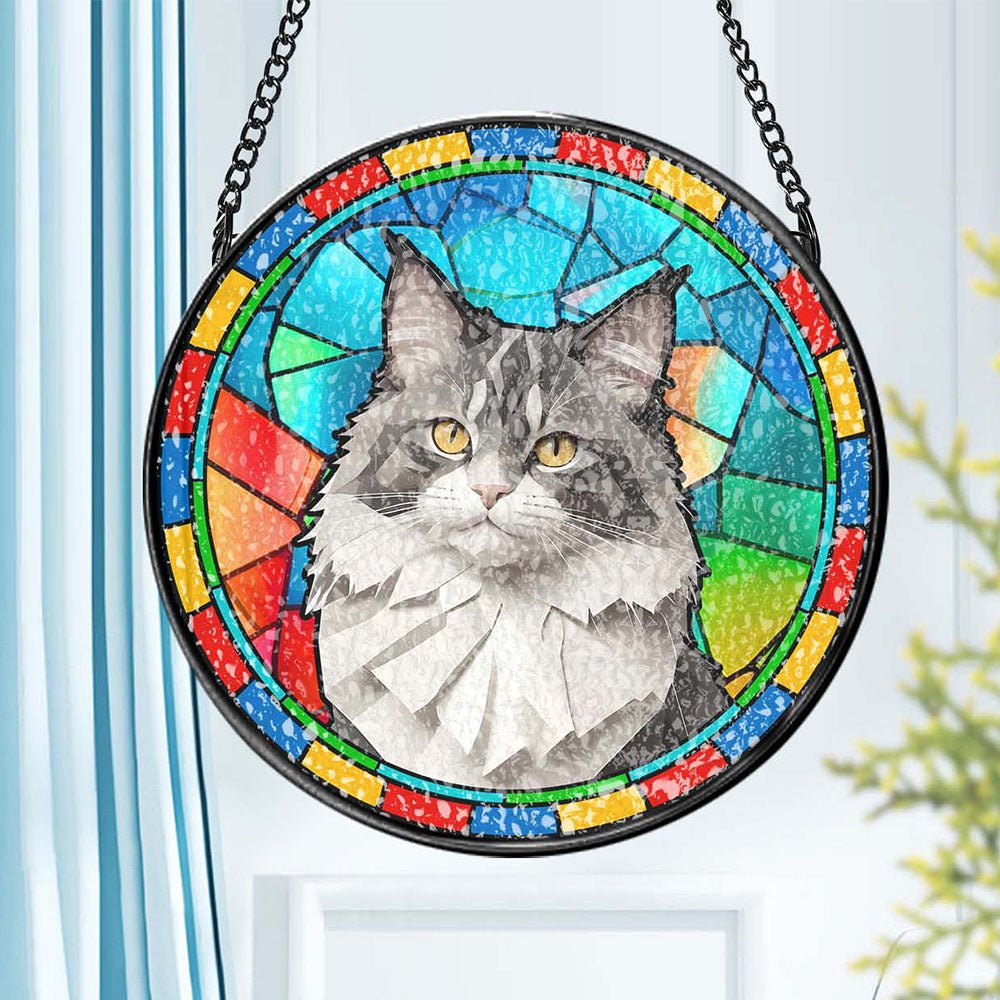 Personalized Design Stained Glass Suncatcher Cat Memorial Gifts for Window Light Display