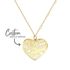 Map Necklace with Personalized Cherished Spot Jewelry Gold
