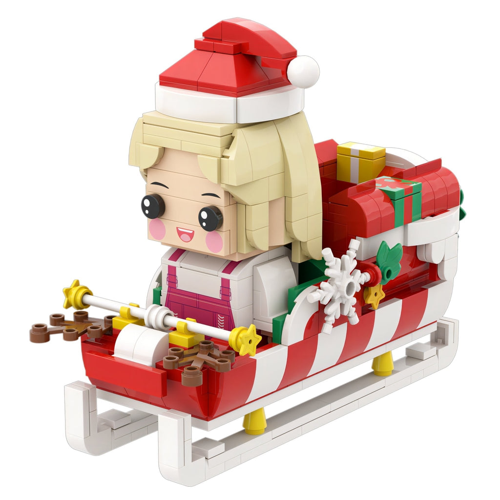 Custom Christmas Brick Figures Pen Holder Personalized Brick Figures and Pen Holder Custom Brick Figure with Santa's Sleigh - DiyGiftly