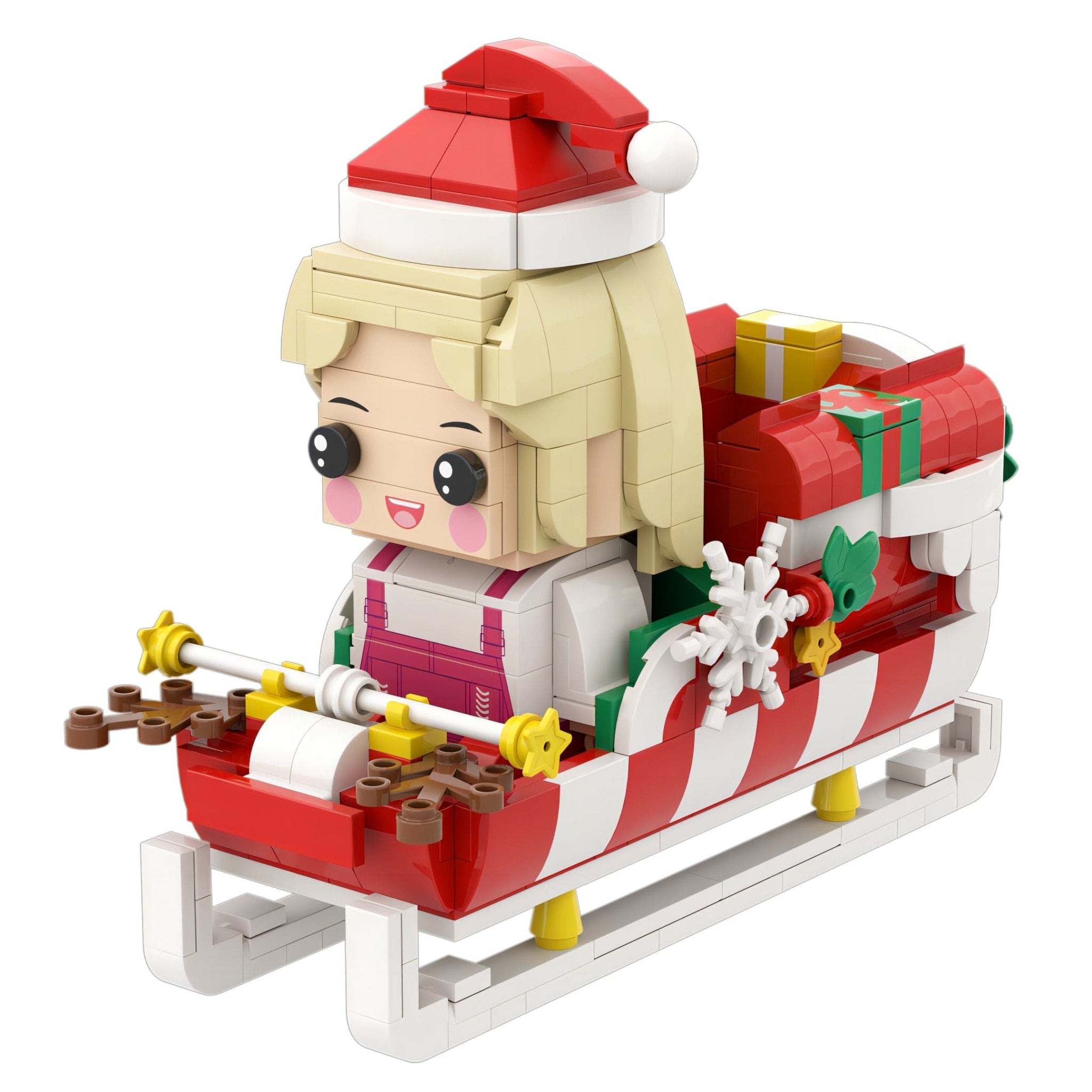 Custom Christmas Brick Figures Pen Holder Personalized Brick Figures and Pen Holder Custom Brick Figure with Santa's Sleigh - DiyGiftly