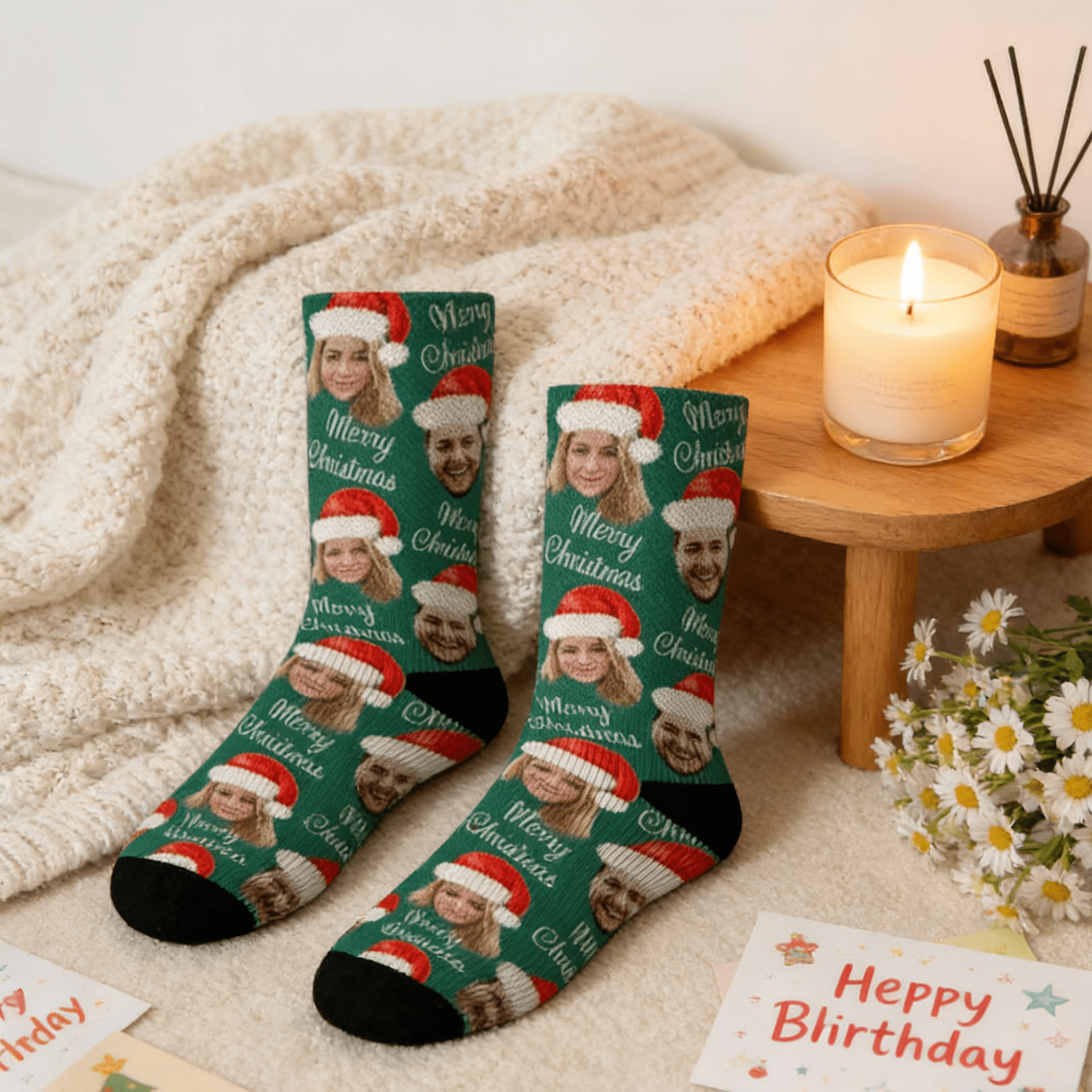 Custom Christmas Socks, Santa Hat Christmas Personalized Socks, Custom Face Socks, Custom Merry Christmas socks, Socks for men women 56649472 - DiyGiftly