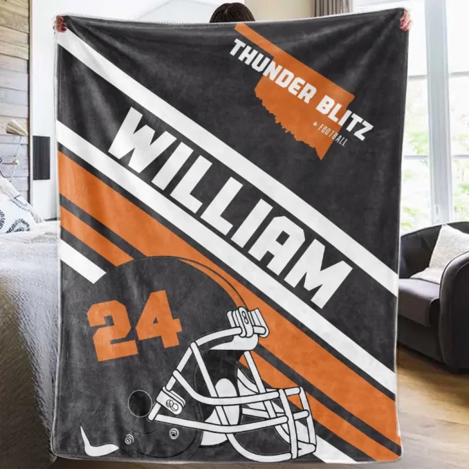 Custom College Football Blanket for Couch Super Soft Flannel Bed Throw Blankets Personalized Sports Fans Gifts with Team Name Number 749962 - DiyGiftly