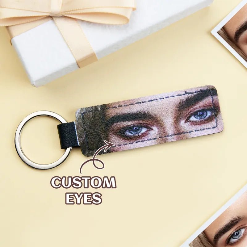Custom Colored Eyes Keychain PU Leather Keychain Gift - DiyGiftly