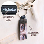 Custom Colored Eyes Keychain PU Leather Keychain Gift - DiyGiftly