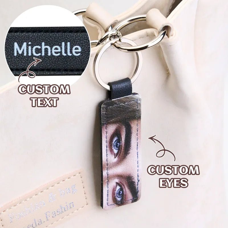 Custom Colored Eyes Keychain PU Leather Keychain Gift - DiyGiftly