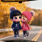 Custom Couple Cartoon Car Hanging Ornament – Personalized Name Car Decoration - DiyGiftly