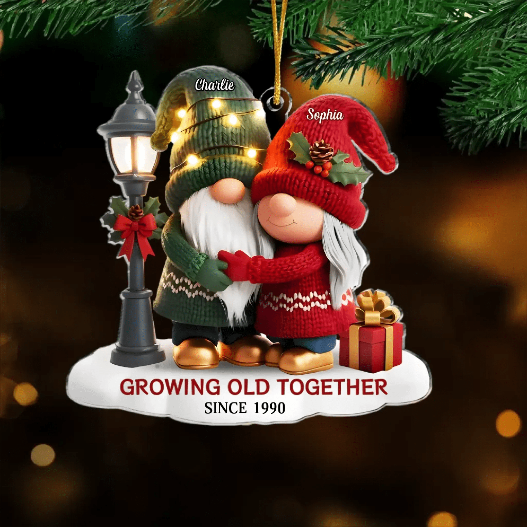 Custom Couple Gnome Acrylic Ornament – “Our Story Continues” Romantic Anniversary & Christmas Gift 1054377 - DiyGiftly