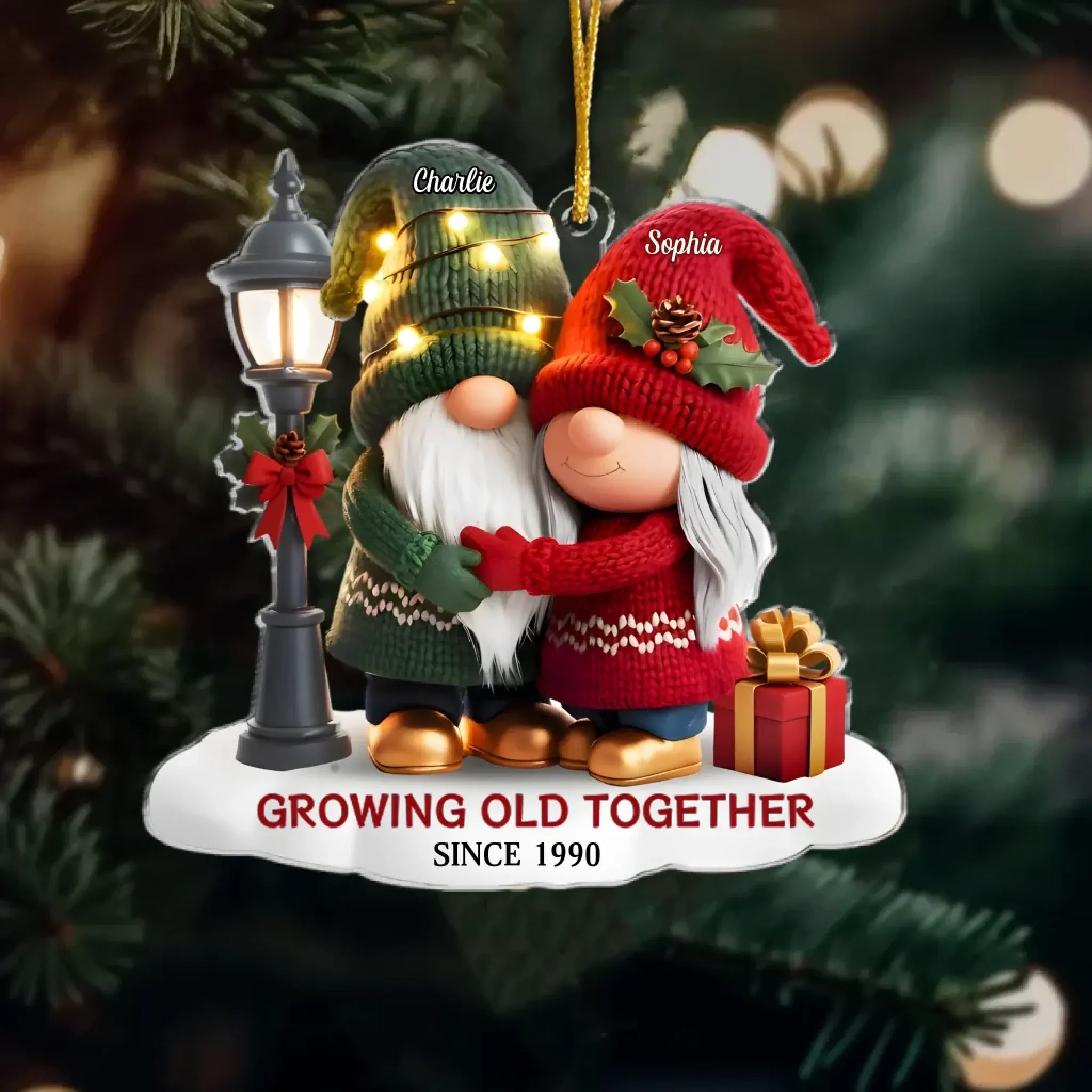 Custom Couple Gnome Acrylic Ornament – “Our Story Continues” Romantic Anniversary & Christmas Gift 1054377 - DiyGiftly
