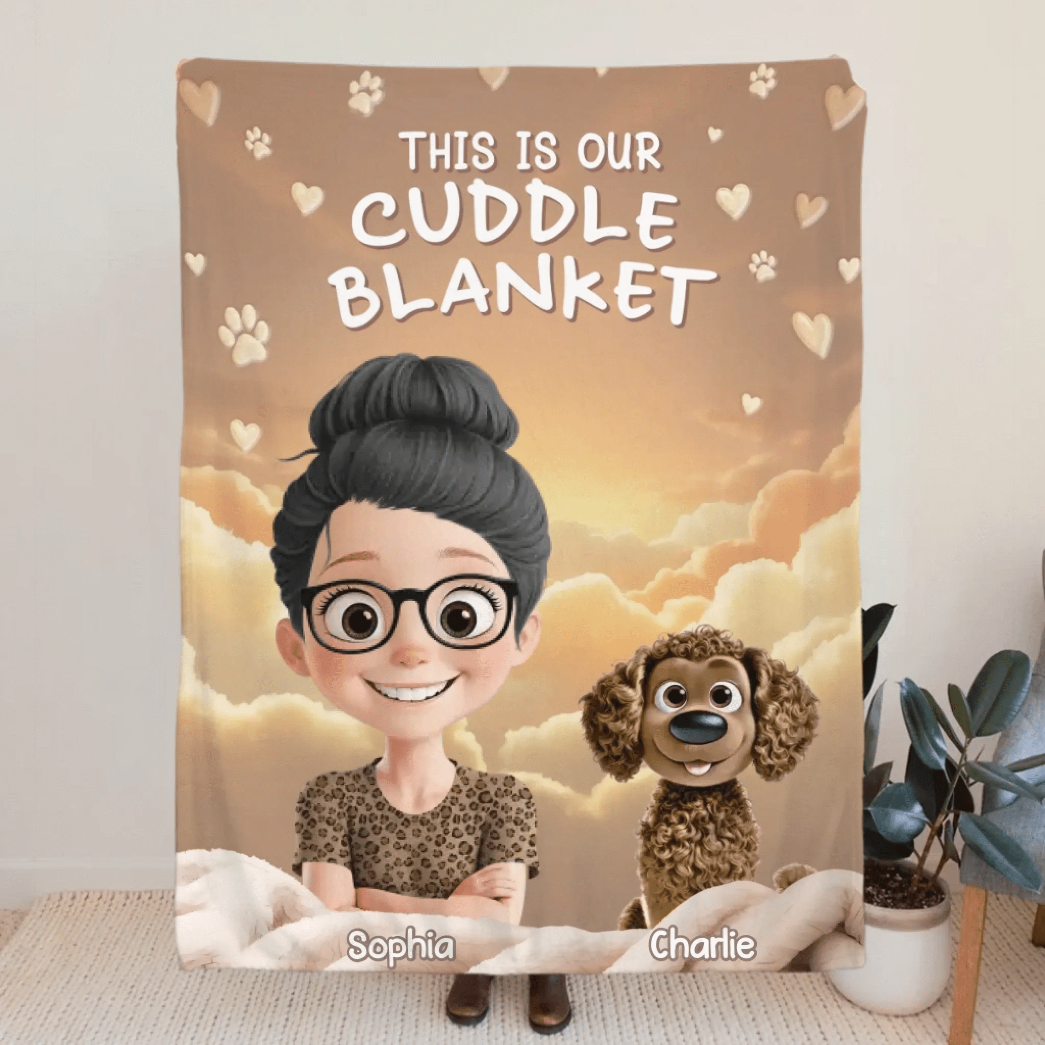 loss of dog gift blanket personalized design comfort gift detail view