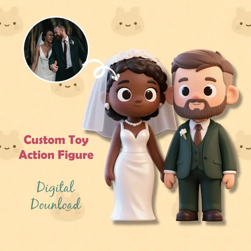 Personalized 3D Couple Figurine Custom Desk Keepsake from Photo 1st Year Anniversary Gift