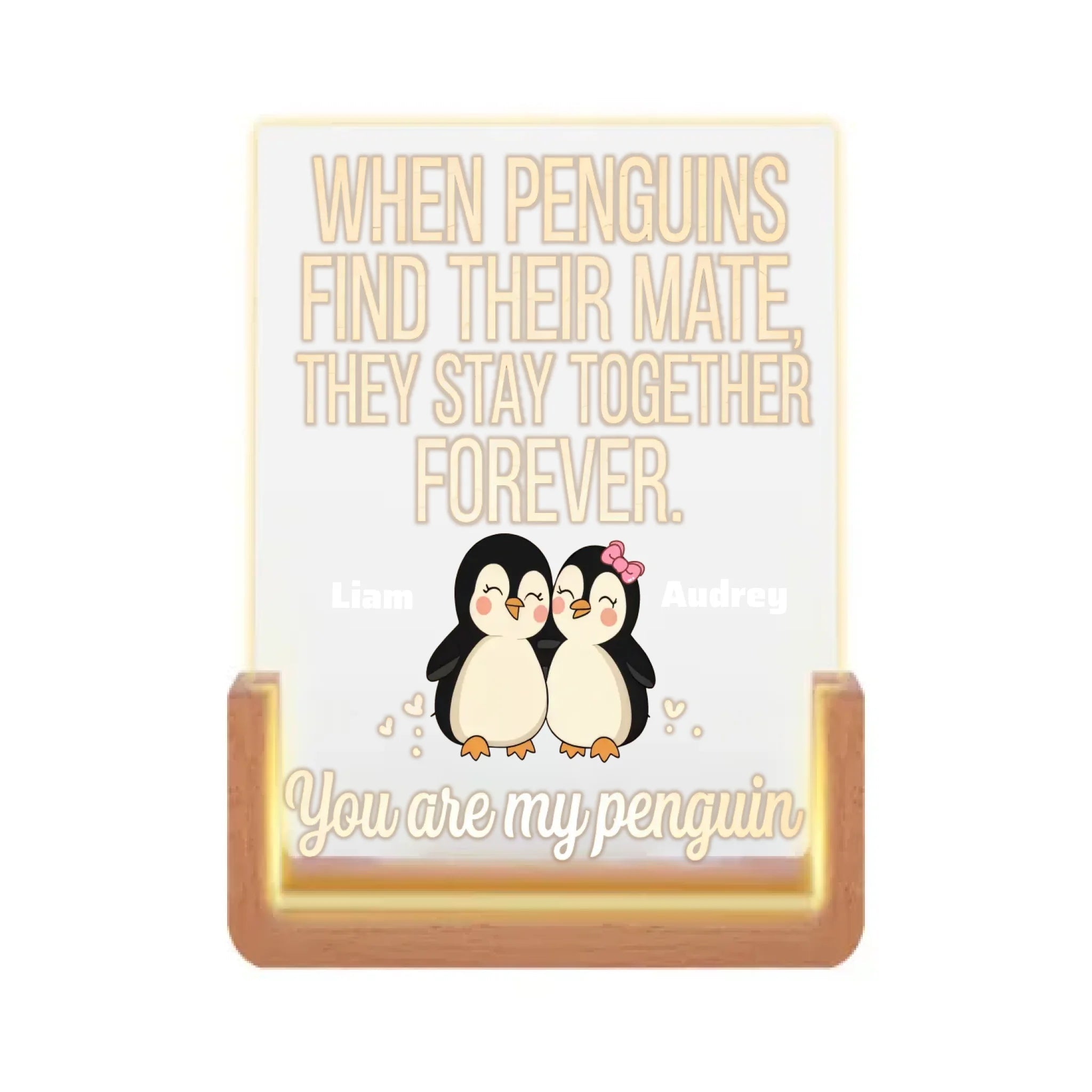 Custom Cute Couple Penguin - LED Acrylic Plaque 748457 - DiyGiftly