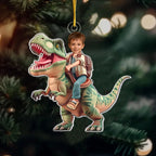 Custom Dinosaur Riding Ornament – Personalized Acrylic Photo Gift for Kids 1054600 - DiyGiftly