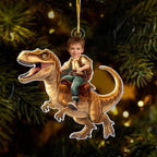 Custom Dinosaur Riding Ornament – Personalized Acrylic Photo Gift for Kids 1054600 - DiyGiftly