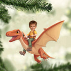 Custom Dinosaur Riding Ornament – Personalized Acrylic Photo Gift for Kids 1054600 - DiyGiftly