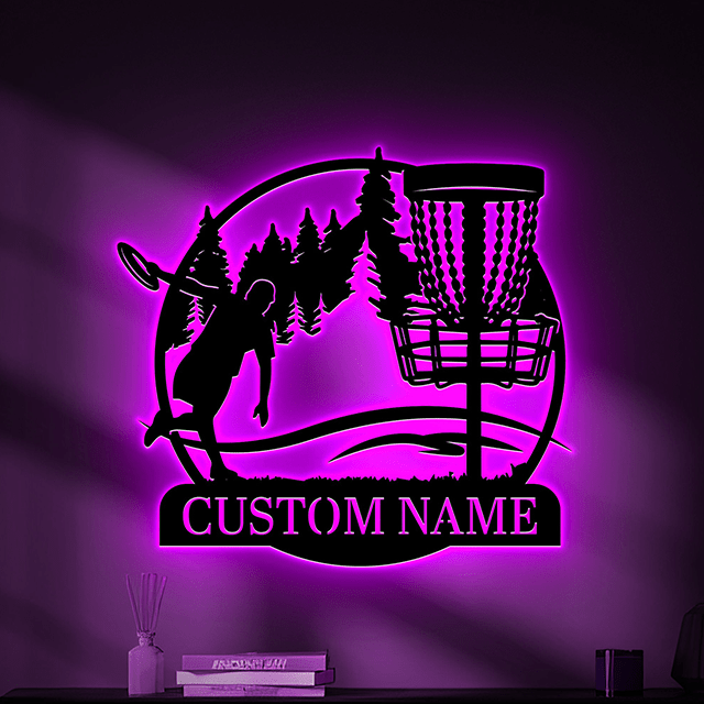 Custom Disc Golfers Metal Signage Lights – Personalized LED Wall Decor for Disc Golf Fans, Game Room, Sports Room, Man Cave, or Home Office Gift 832704 - DiyGiftly