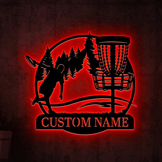 Custom Disc Golfers Metal Signage Lights – Personalized LED Wall Decor for Disc Golf Fans, Game Room, Sports Room, Man Cave, or Home Office Gift 832704 - DiyGiftly