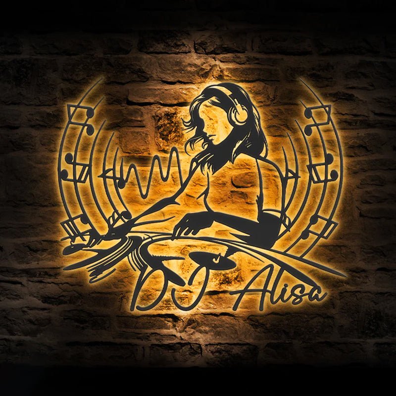 Custom DJ Disc Jockey Metal Wall Art ¨C Personalized Turntable and Headphone Wall Decor with LED Light, Music Studio or Home Studio Metal Sign, Unique Gift for DJs, Musicians, and Music Lovers 31179520 - DiyGiftly