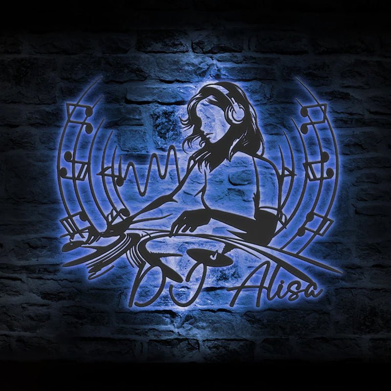 Custom DJ Disc Jockey Metal Wall Art ¨C Personalized Turntable and Headphone Wall Decor with LED Light, Music Studio or Home Studio Metal Sign, Unique Gift for DJs, Musicians, and Music Lovers 31179520 - DiyGiftly