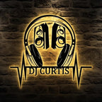 Custom DJ Headphones Metal Wall Decor – Personalized Music Studio LED Wall Art, Turntable and Headphone Metal Sign, Unique Gift for DJs, Musicians, and Music Lovers 90412544 - DiyGiftly
