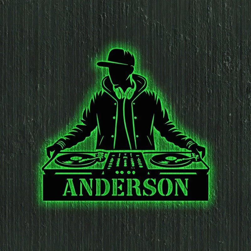 Custom DJ Metal Wall Decor ¨C Personalized Turntable and Headphone Metal Wall Art with LED Light, Music Studio or Home Studio Decoration, Unique Gift for DJs, Musicians, and Music Lovers 01977344 - DiyGiftly