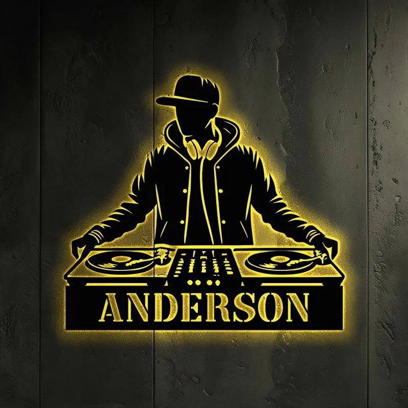 Custom DJ Metal Wall Decor ¨C Personalized Turntable and Headphone Metal Wall Art with LED Light, Music Studio or Home Studio Decoration, Unique Gift for DJs, Musicians, and Music Lovers 01977344 - DiyGiftly