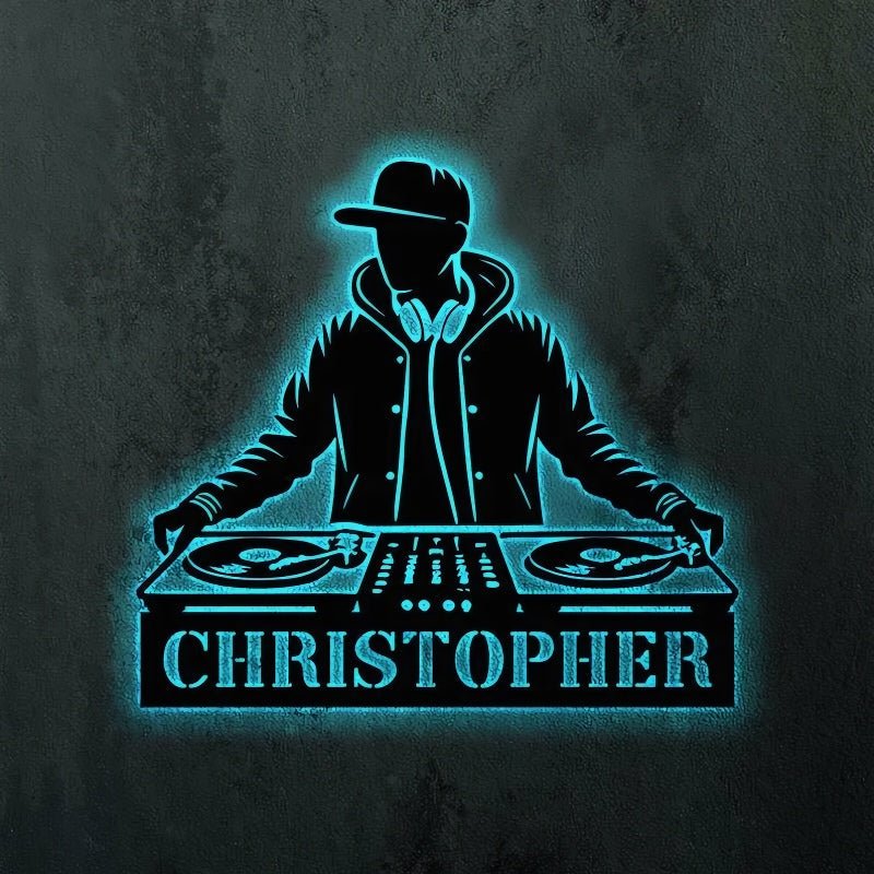 Custom DJ Metal Wall Decor ¨C Personalized Turntable and Headphone Metal Wall Art with LED Light, Music Studio or Home Studio Decoration, Unique Gift for DJs, Musicians, and Music Lovers 01977344 - DiyGiftly
