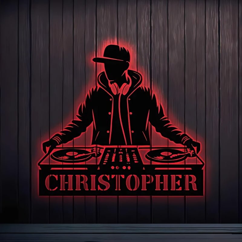 Custom DJ Metal Wall Decor ¨C Personalized Turntable and Headphone Metal Wall Art with LED Light, Music Studio or Home Studio Decoration, Unique Gift for DJs, Musicians, and Music Lovers 01977344 - DiyGiftly