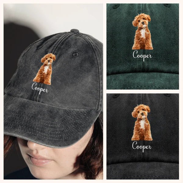Custom Dog Cat Photo Washed Denim Baseball Cap – Personalized Pet Picture Vintage Dad Hat, Unique Gift for Pet Lovers 98357248 - DiyGiftly
