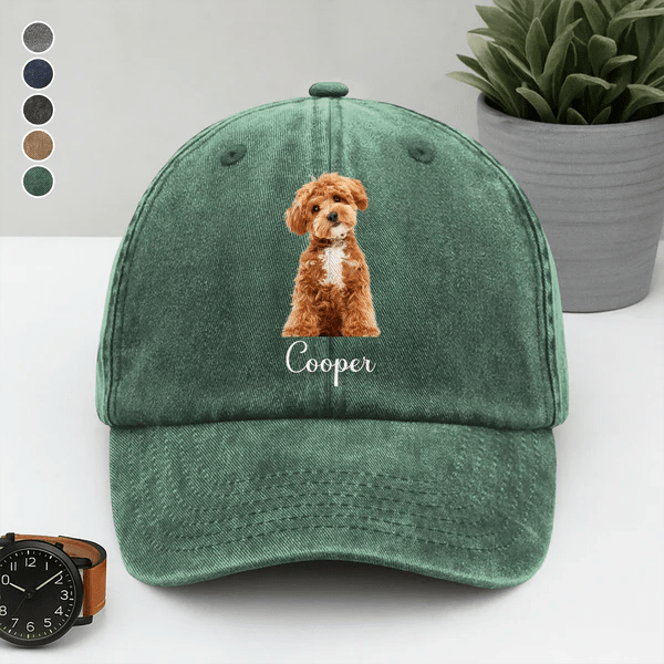 Custom Dog Cat Photo Washed Denim Baseball Cap – Personalized Pet Picture Vintage Dad Hat, Unique Gift for Pet Lovers 98357248 - DiyGiftly
