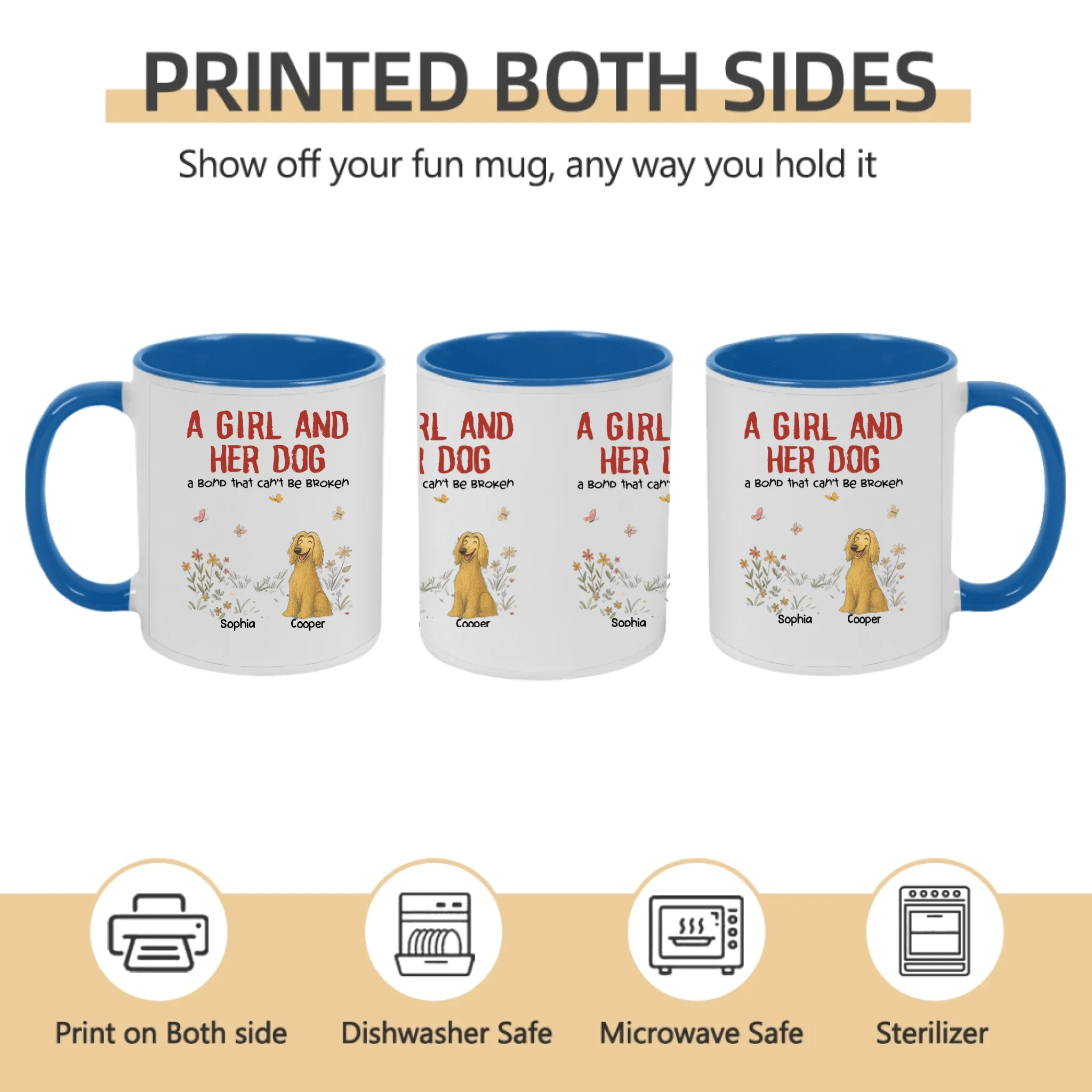 Custom Dog Lover Mug – A Girl, A Man & Their Dogs – Personalized Names & Pets – Heartwarming Family Gift 1051282 - DiyGiftly