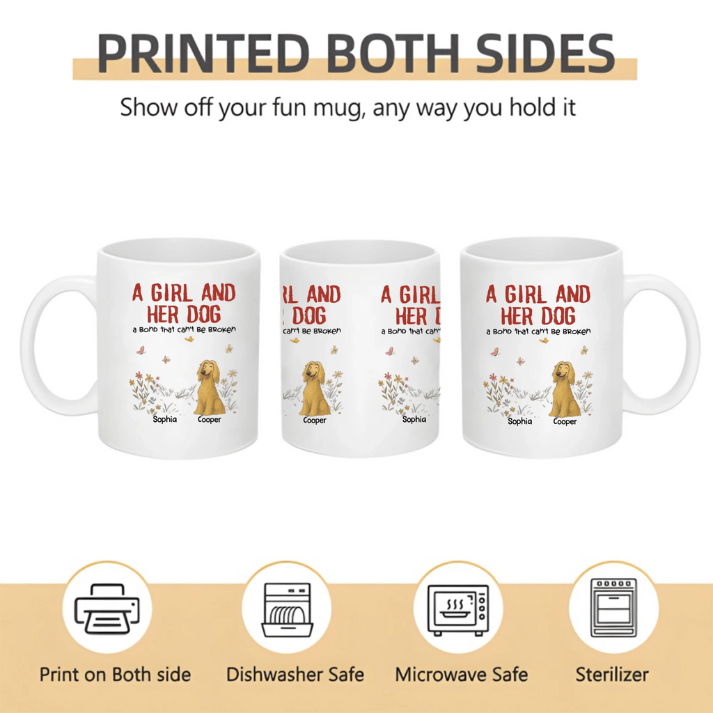 Custom Dog Lover Mug – A Girl, A Man & Their Dogs – Personalized Names & Pets – Heartwarming Family Gift 1051282 - DiyGiftly