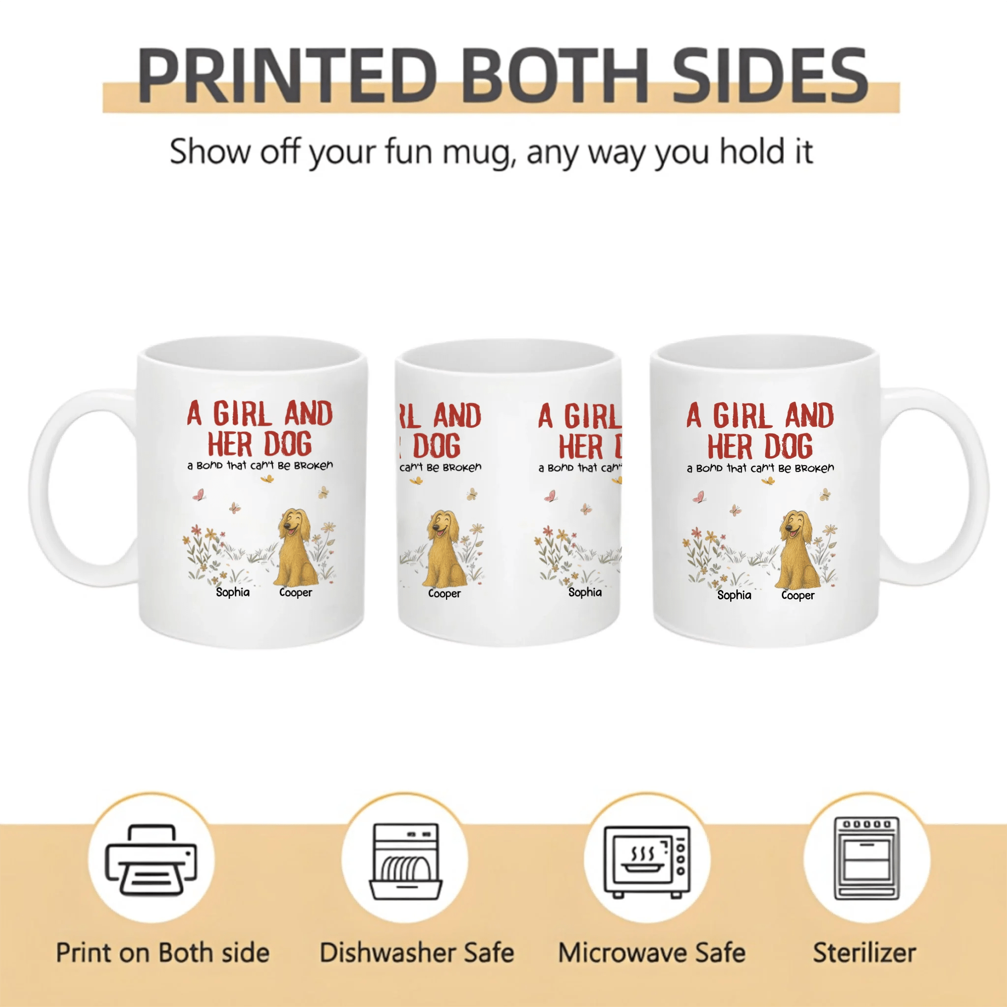 Custom Dog Lover Mug – A Girl, A Man & Their Dogs – Personalized Names & Pets – Heartwarming Family Gift 1051282 - DiyGiftly