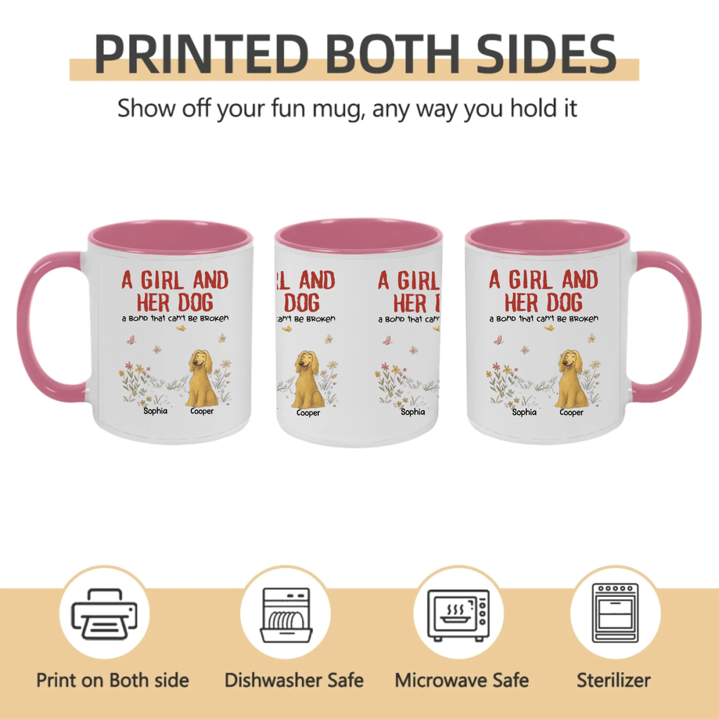 Custom Dog Lover Mug – A Girl, A Man & Their Dogs – Personalized Names & Pets – Heartwarming Family Gift 1051282 - DiyGiftly