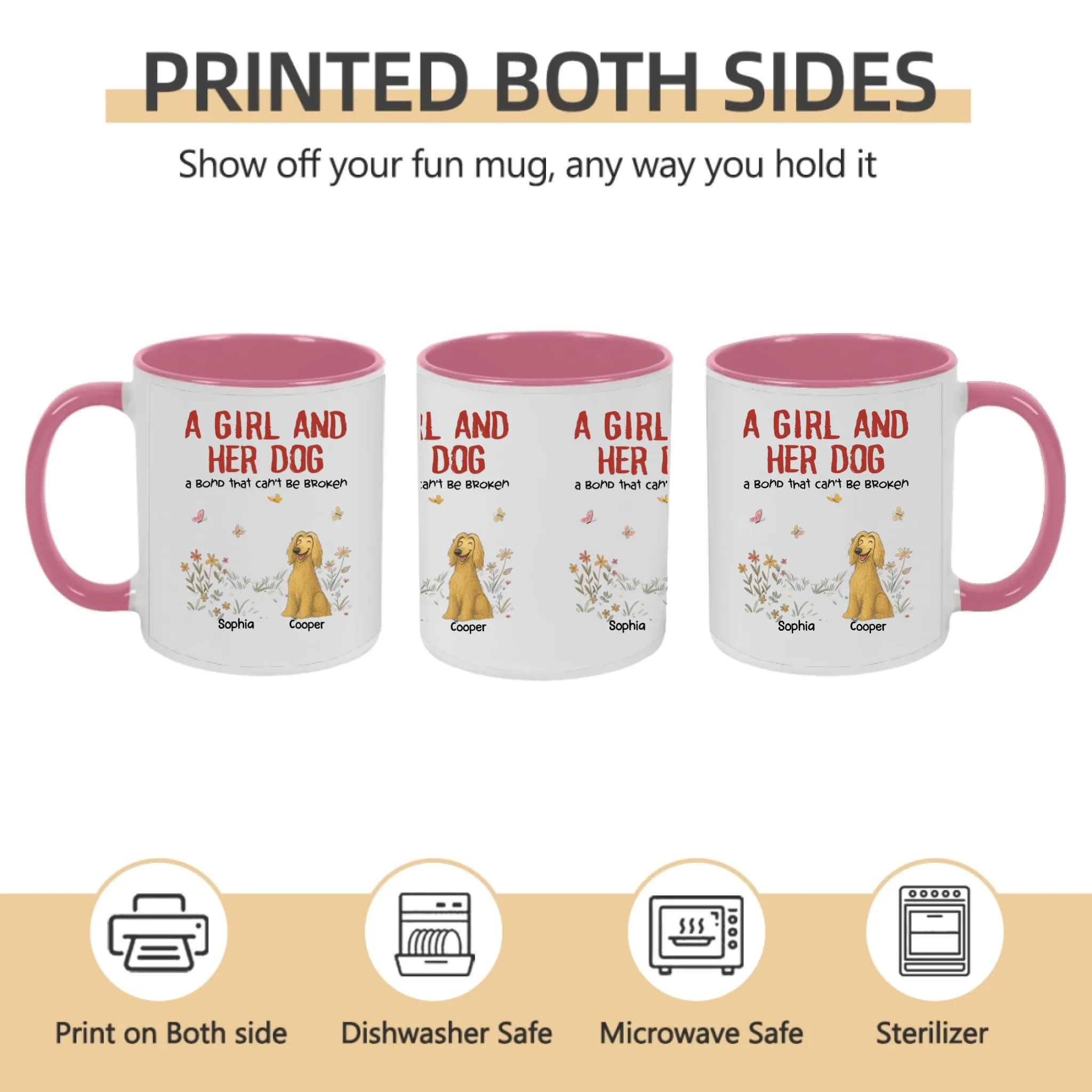 Custom Dog Lover Mug – A Girl, A Man & Their Dogs – Personalized Names & Pets – Heartwarming Family Gift 1051282 - DiyGiftly