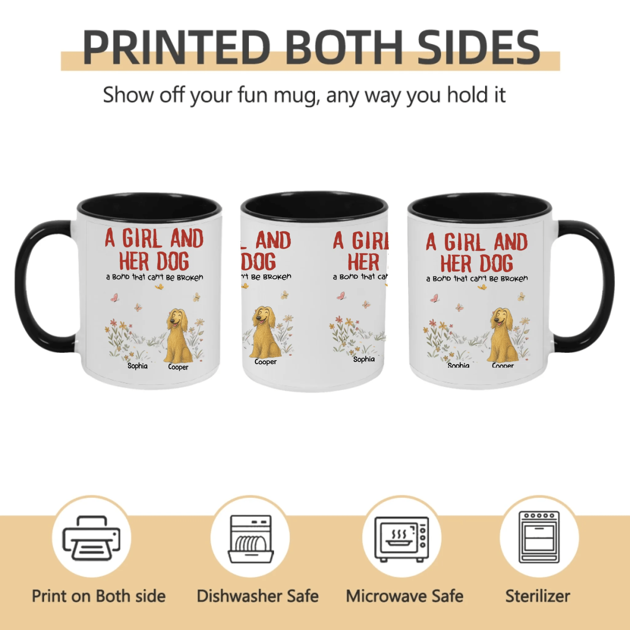 Custom Dog Lover Mug – A Girl, A Man & Their Dogs – Personalized Names & Pets – Heartwarming Family Gift 1051282 - DiyGiftly