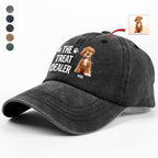 Custom Dog Photo “The Treat Dealer” Baseball Cap – Personalized Washed Denim Hat, Funny Pet Dad Gift 56835584 - DiyGiftly