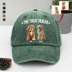 Custom Dog Photo “The Treat Dealer” Baseball Cap – Personalized Washed Denim Hat, Funny Pet Dad Gift 56835584 - DiyGiftly