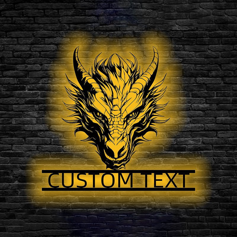 Custom Dragon Metal Logo – Personalized Mythical Creature Wall Art, Unique Metal Sign for Gamers, Fantasy Lovers and Asian Dragon Decor Enthusiasts 22065664 - DiyGiftly