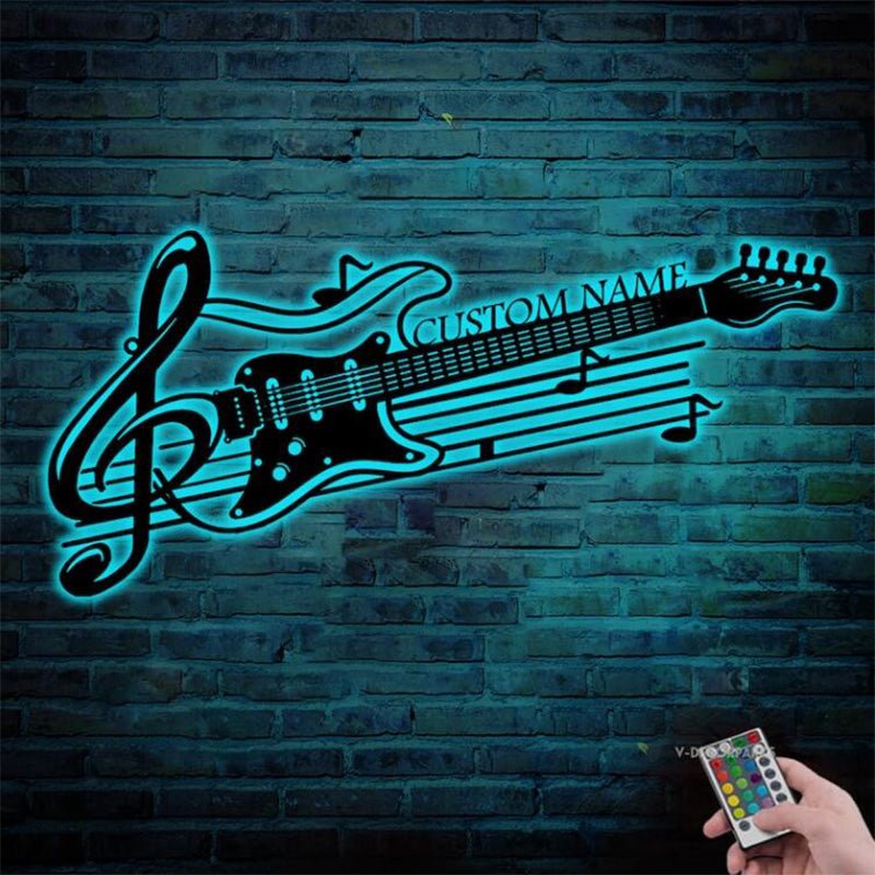 Custom Electric Guitar Metal Sign with LED Light – Personalized Music Wall Art, Rock Band Decor, Man Cave & Studio Signs, Unique Gifts for Guitar Lovers 27003136 - DiyGiftly