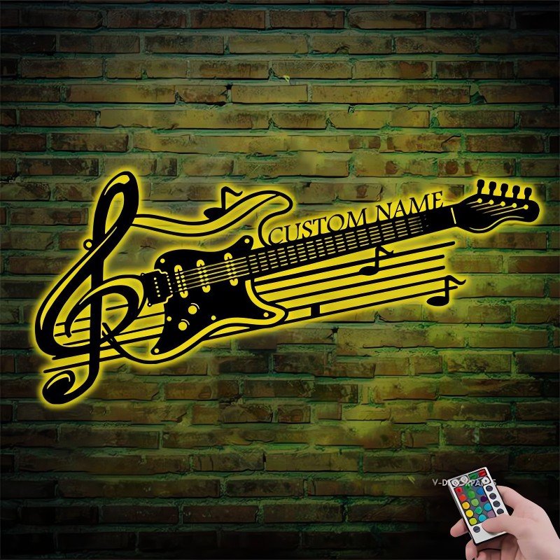 Custom Electric Guitar Metal Sign with LED Light – Personalized Music Wall Art, Rock Band Decor, Man Cave & Studio Signs, Unique Gifts for Guitar Lovers 27003136 - DiyGiftly