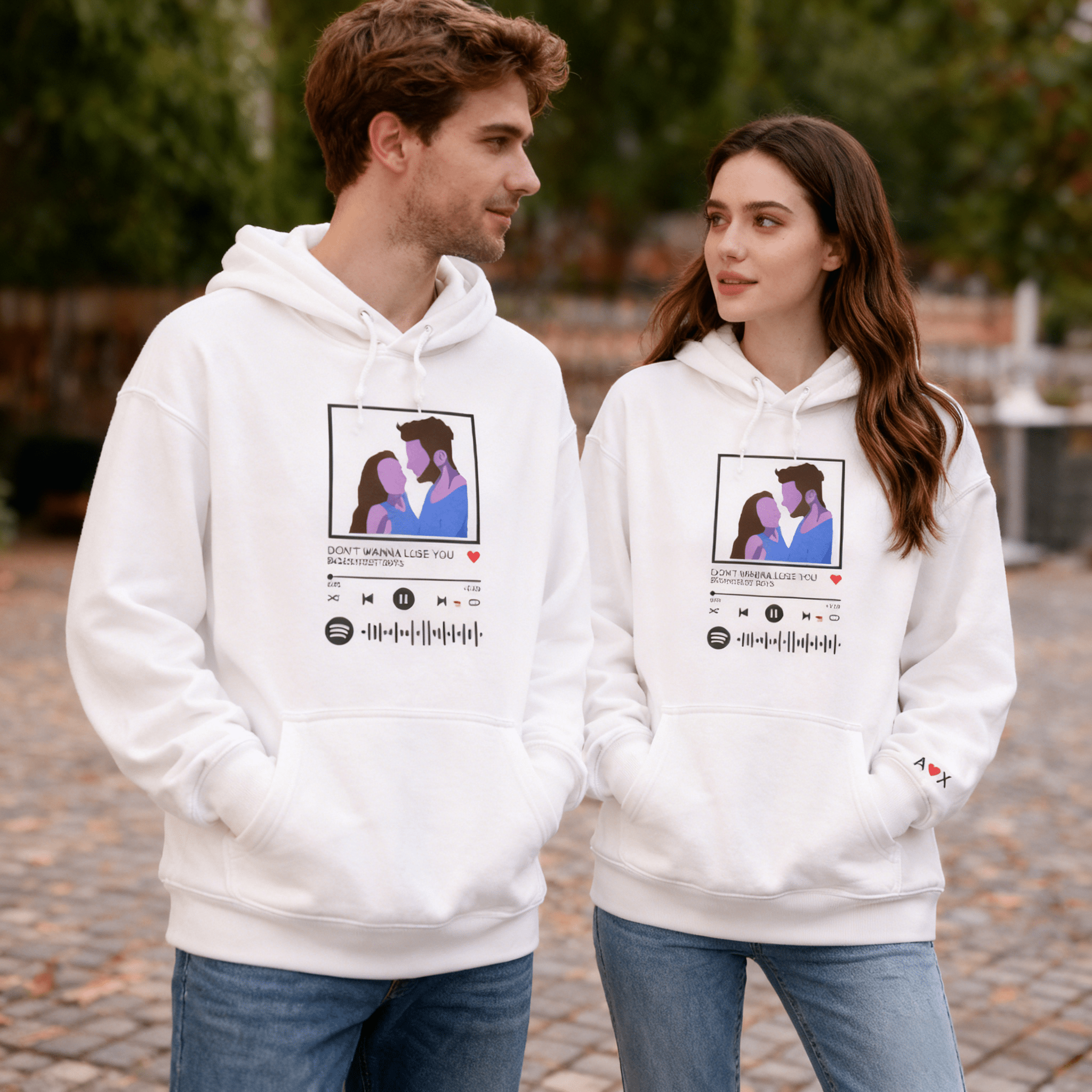 Custom embroidered pattern audio track hoodie comfortable fit trendy fashion for music lover - DiyGiftly