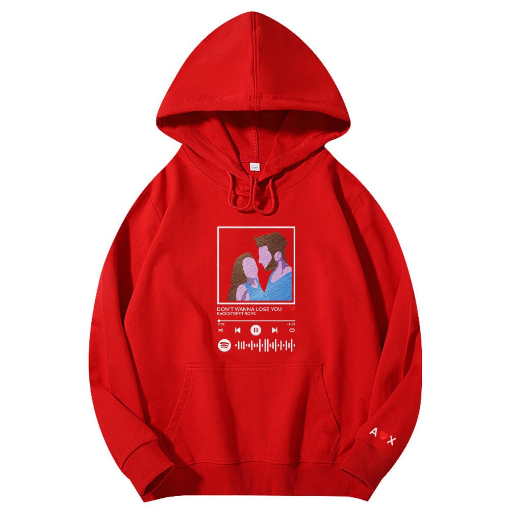 Custom embroidered pattern audio track hoodie comfortable fit trendy fashion for music lover - DiyGiftly