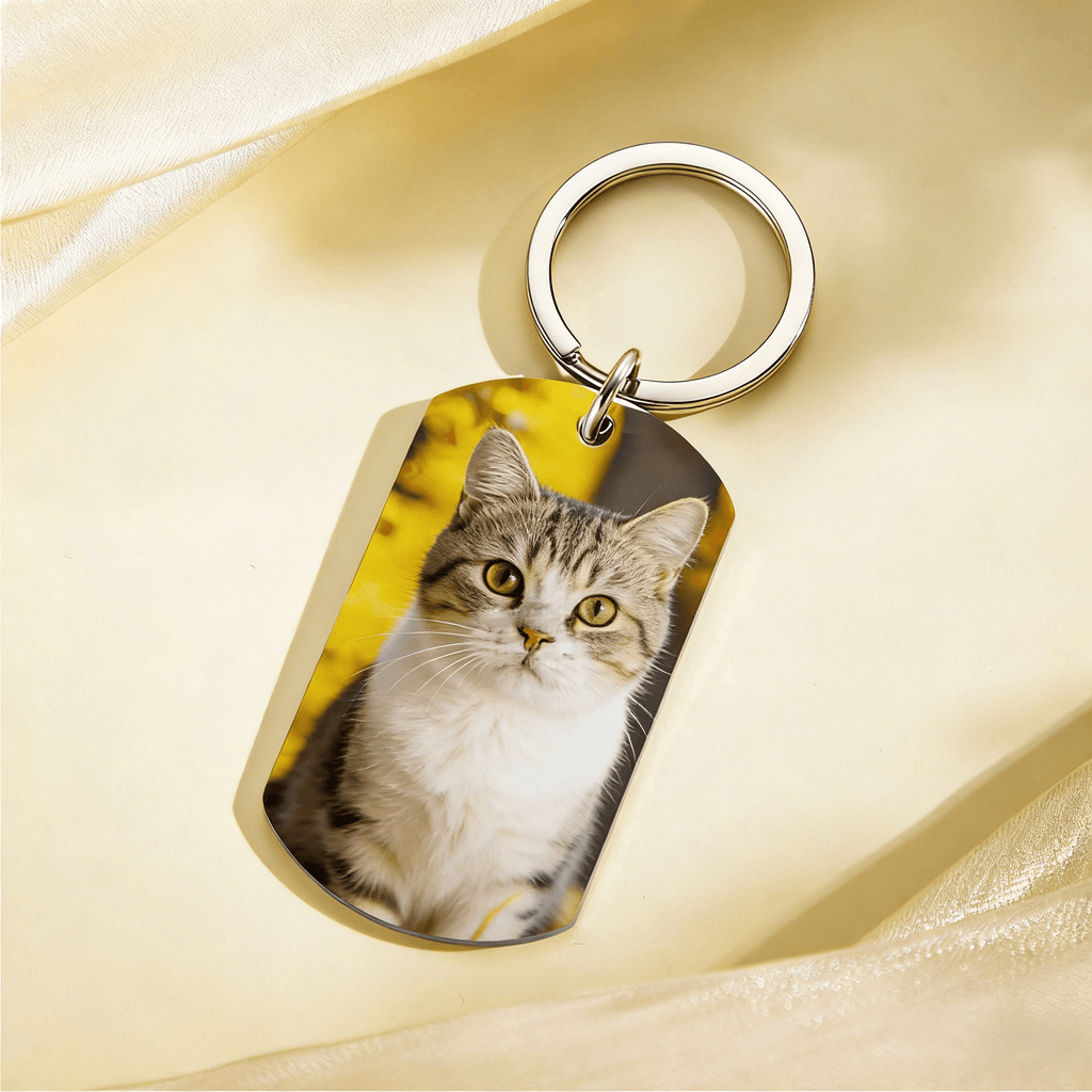 personalized cat photo engraved keychain keepsake loss of cat gift