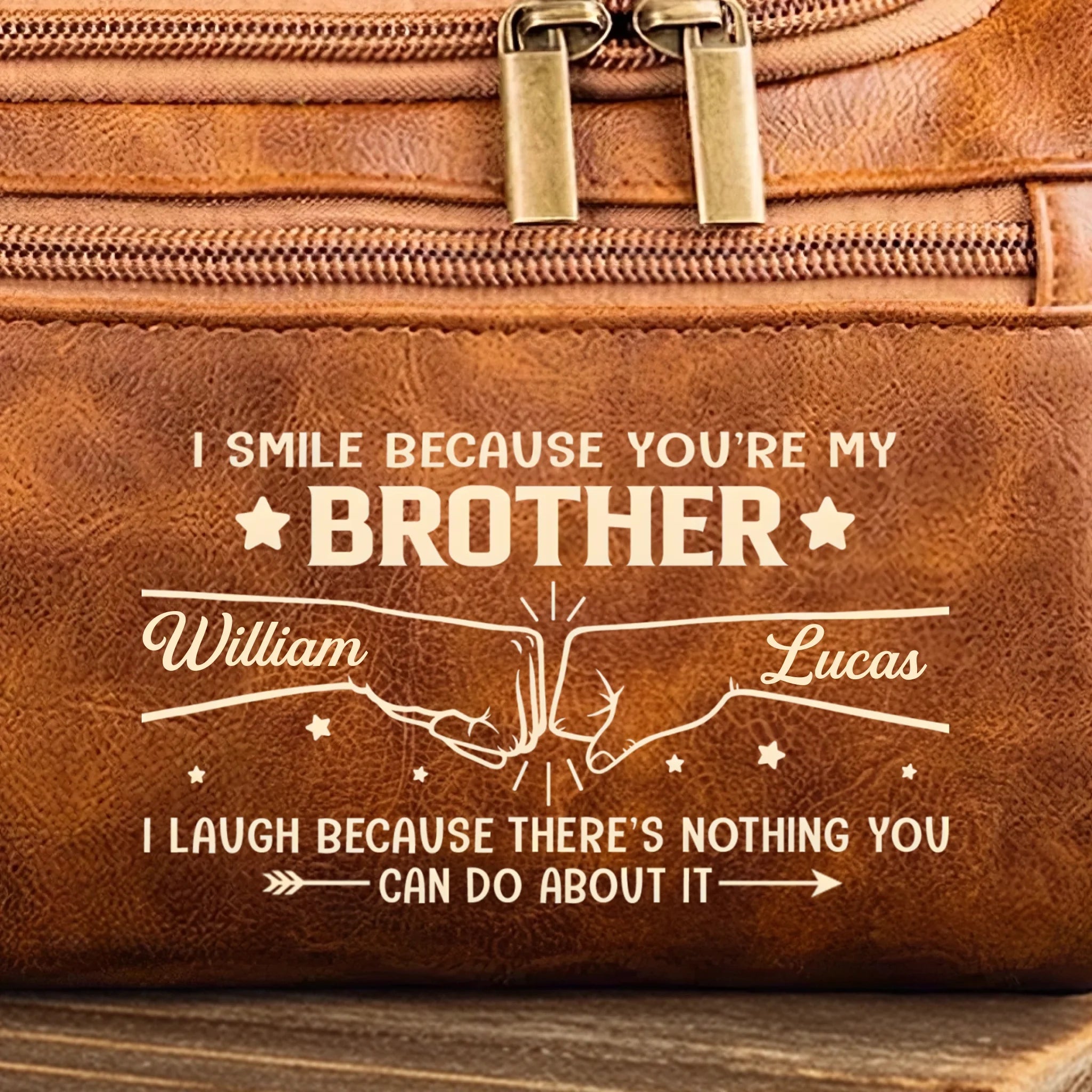 Custom Engraved Leather Toiletry Bag – “Always Got Your Back” Engraved Travel Toiletry Bag – Best Birthday Gift for Brother, Christmas Gift, Graduation Gift, Travel Bag for Men 1069226 - DiyGiftly