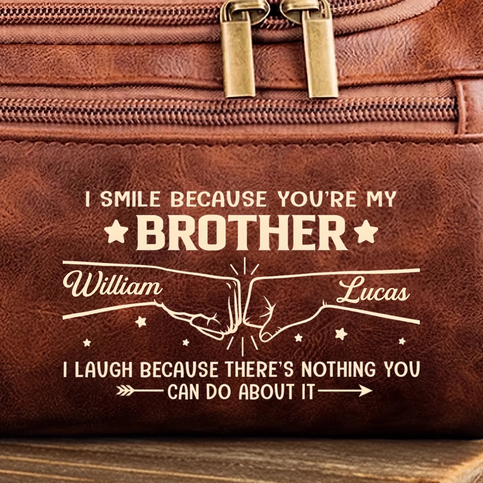 Custom Engraved Leather Toiletry Bag – “Always Got Your Back” Engraved Travel Toiletry Bag – Best Birthday Gift for Brother, Christmas Gift, Graduation Gift, Travel Bag for Men 1069226 - DiyGiftly